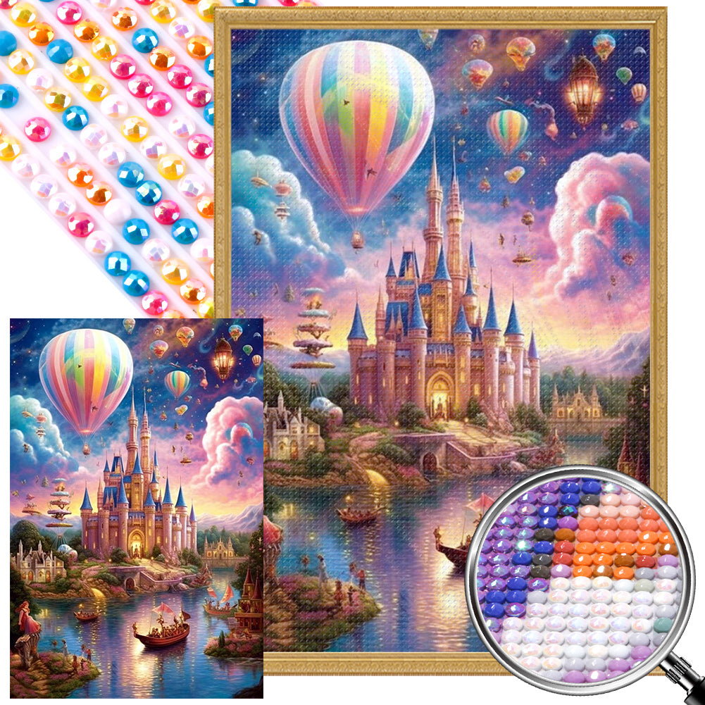 AB Diamond Painting - Full Round - Castle by the lake at dusk (40*60CM)