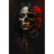 Load image into Gallery viewer, Diamond Painting - Full Round - Halloween Skull Girl Rose Skull (40*60CM)
