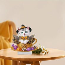 Load image into Gallery viewer, Acrylic Special Shape Halloween Cat 5D DIY Diamond Painting Tabletop Decorations
