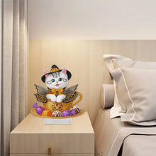 Load image into Gallery viewer, Acrylic Special Shape Halloween Cat 5D DIY Diamond Painting Tabletop Decorations
