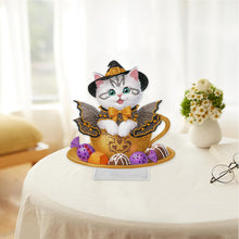 Load image into Gallery viewer, Acrylic Special Shape Halloween Cat 5D DIY Diamond Painting Tabletop Decorations
