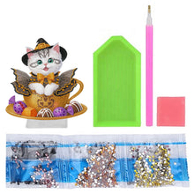 Load image into Gallery viewer, Acrylic Special Shape Halloween Cat 5D DIY Diamond Painting Tabletop Decorations
