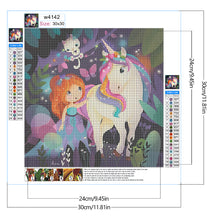 Load image into Gallery viewer, Diamond Painting - Full Round - Cartoon girl and rainbow horse (30*30CM)
