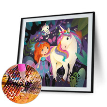 Load image into Gallery viewer, Diamond Painting - Full Round - Cartoon girl and rainbow horse (30*30CM)
