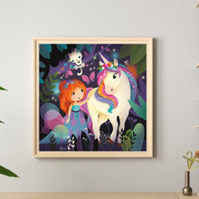 Load image into Gallery viewer, Diamond Painting - Full Round - Cartoon girl and rainbow horse (30*30CM)
