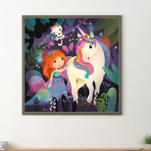 Load image into Gallery viewer, Diamond Painting - Full Round - Cartoon girl and rainbow horse (30*30CM)
