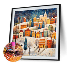 Load image into Gallery viewer, Diamond Painting - Full Round - Snowy night house town (40*40CM)
