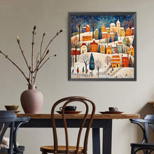 Load image into Gallery viewer, Diamond Painting - Full Round - Snowy night house town (40*40CM)

