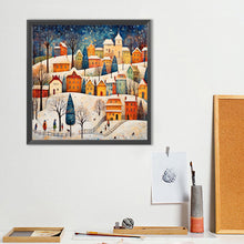 Load image into Gallery viewer, Diamond Painting - Full Round - Snowy night house town (40*40CM)
