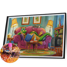 Load image into Gallery viewer, Diamond Painting - Full Round - Lying on the sofa reading a book (60*40CM)
