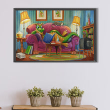 Load image into Gallery viewer, Diamond Painting - Full Round - Lying on the sofa reading a book (60*40CM)

