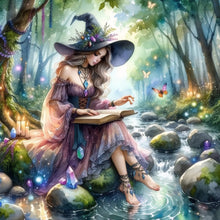 Load image into Gallery viewer, Diamond Painting - Full Round - Girl reading by the stream (40*40CM)
