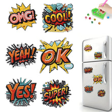 Load image into Gallery viewer, 6Pcs Acrylic Special Shape English Words Diamond Painting Fridge Magnets
