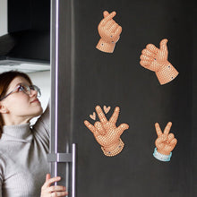 Load image into Gallery viewer, 6Pcs Acrylic Special Shape Kids Hand Gestures Diamond Painting Fridge Magnets
