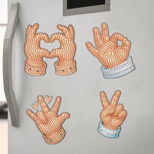 Load image into Gallery viewer, 6Pcs Acrylic Special Shape Kids Hand Gestures Diamond Painting Fridge Magnets
