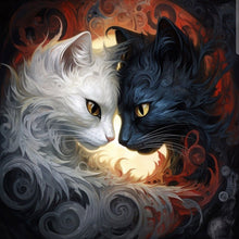 Load image into Gallery viewer, Diamond Painting - Full Round - Yin Yang black and white cat (40*40CM)
