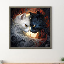 Load image into Gallery viewer, Diamond Painting - Full Round - Yin Yang black and white cat (40*40CM)
