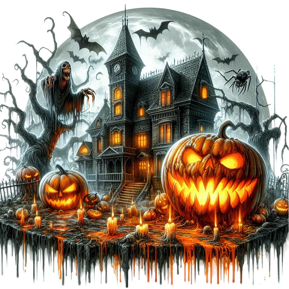 Diamond Painting - Full Round - Halloween horror night (40*40CM)