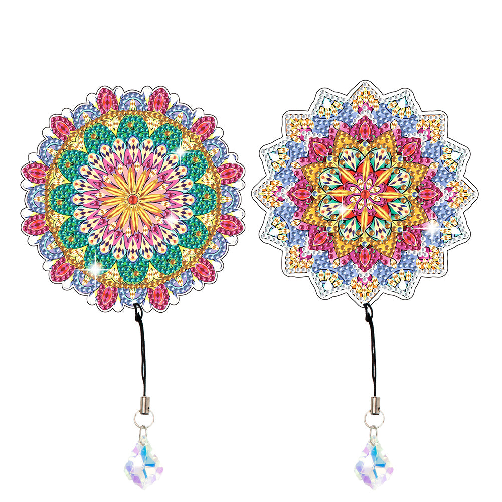 2Pcs Special Shape Colorful Mandala Diamond Painting Bookmark Art Projects