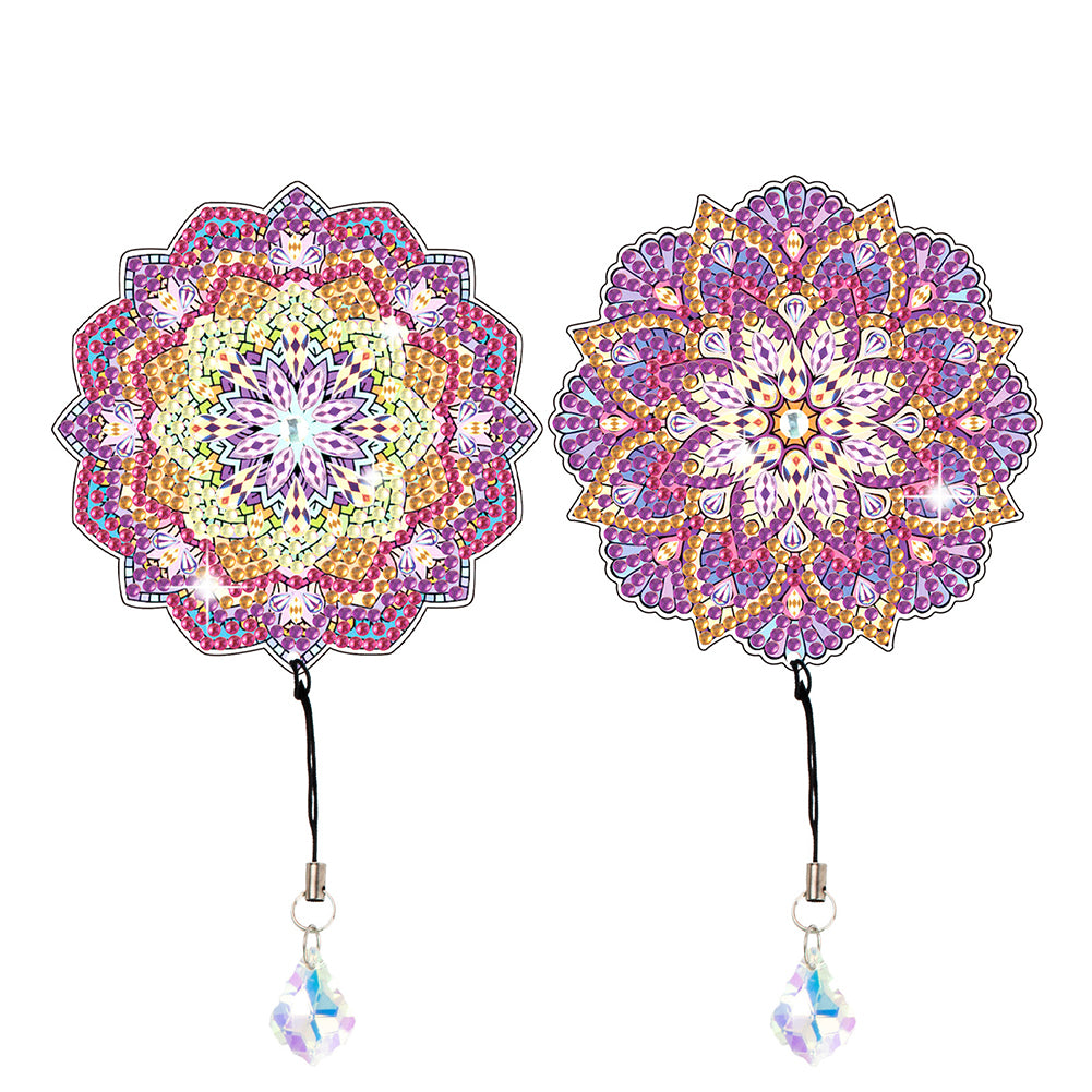 2Pcs Special Shape Colorful Mandala Diamond Painting Bookmark Art Projects