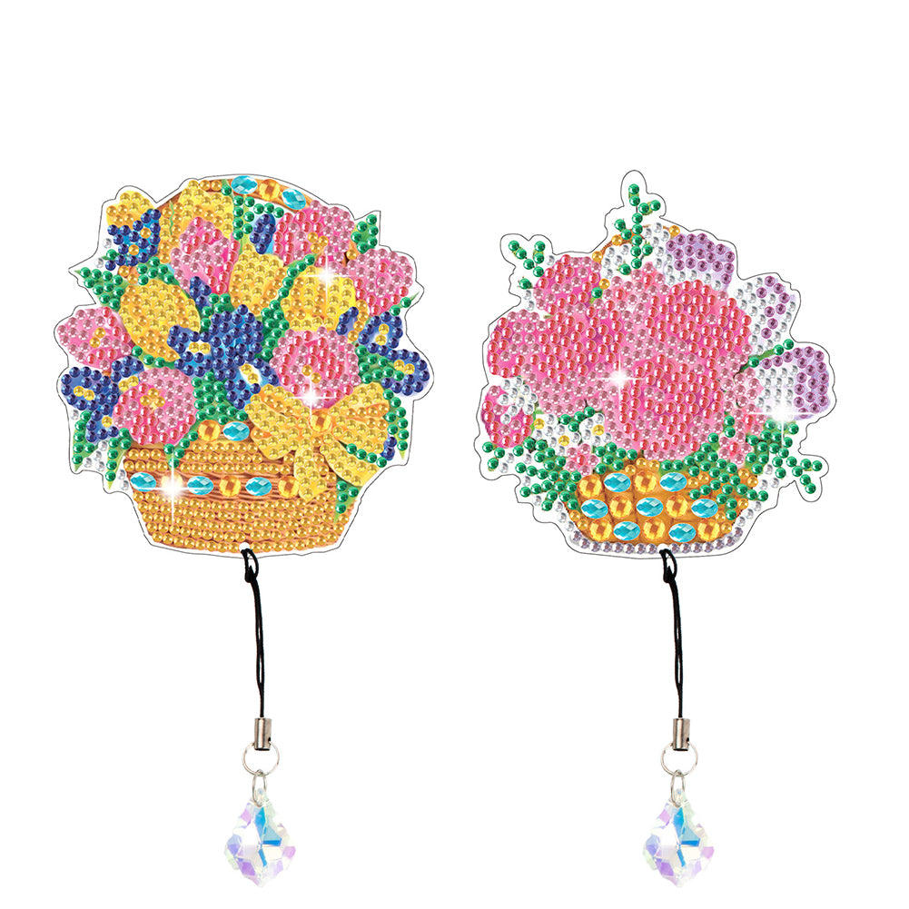2Pcs Special Shape Bouquet 5D DIY Diamond Painting Bookmark for Reading Day Gift