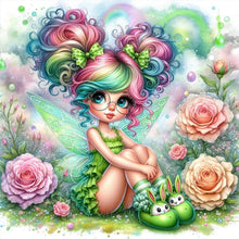 Load image into Gallery viewer, Diamond Painting - Full Round - Green elf rose girl (30*30CM)

