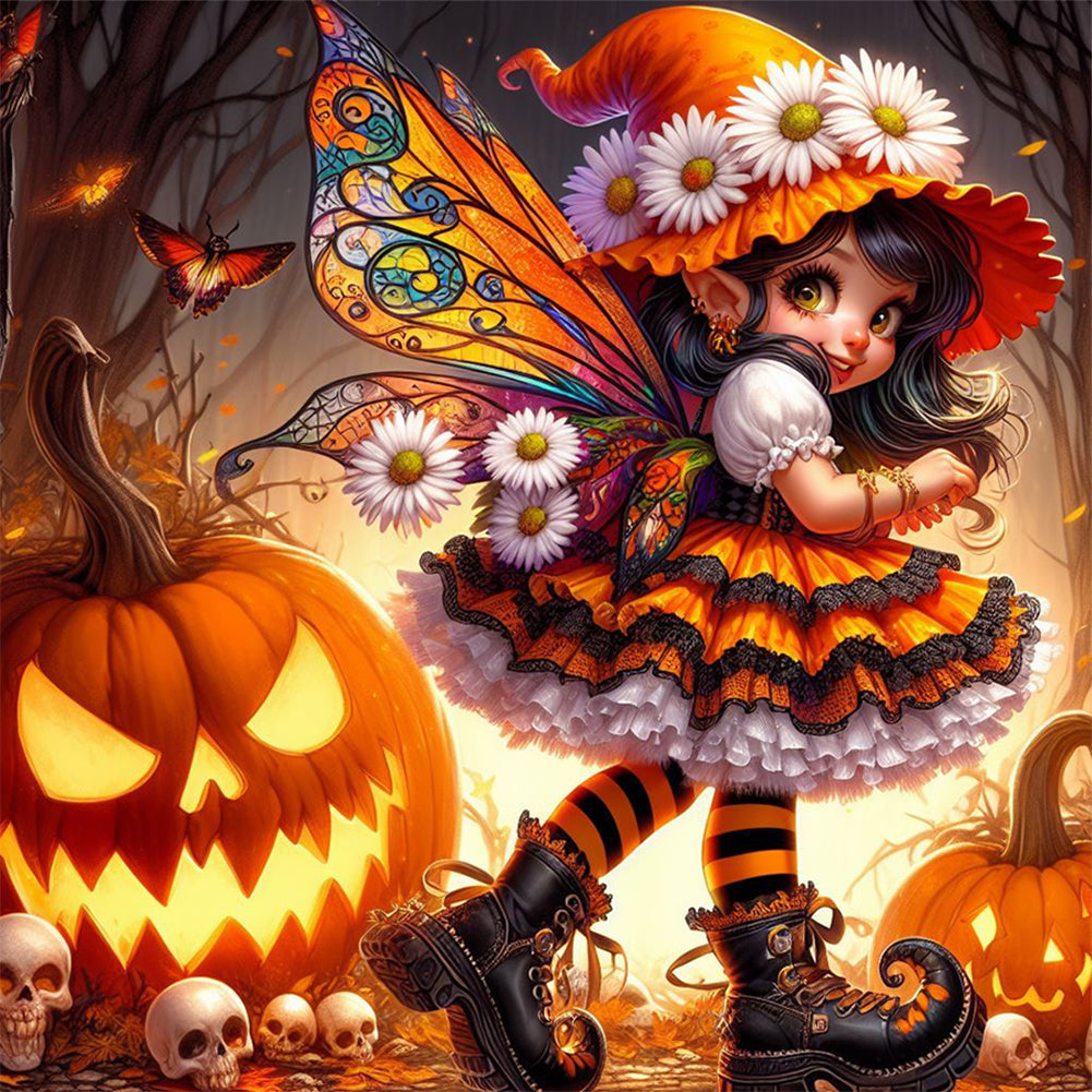 Diamond Painting - Full Round - Halloween pumpkin girl (30*30CM)