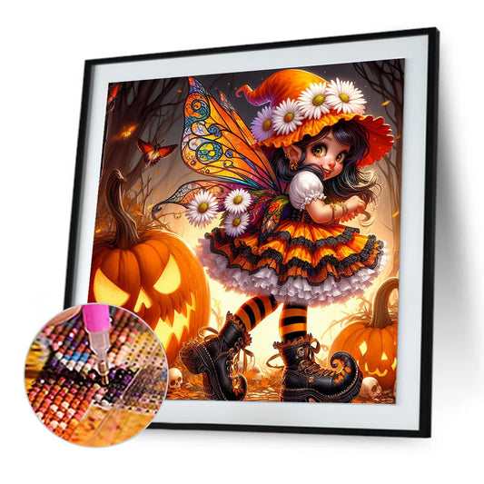 Diamond Painting - Full Round - Halloween pumpkin girl (30*30CM)