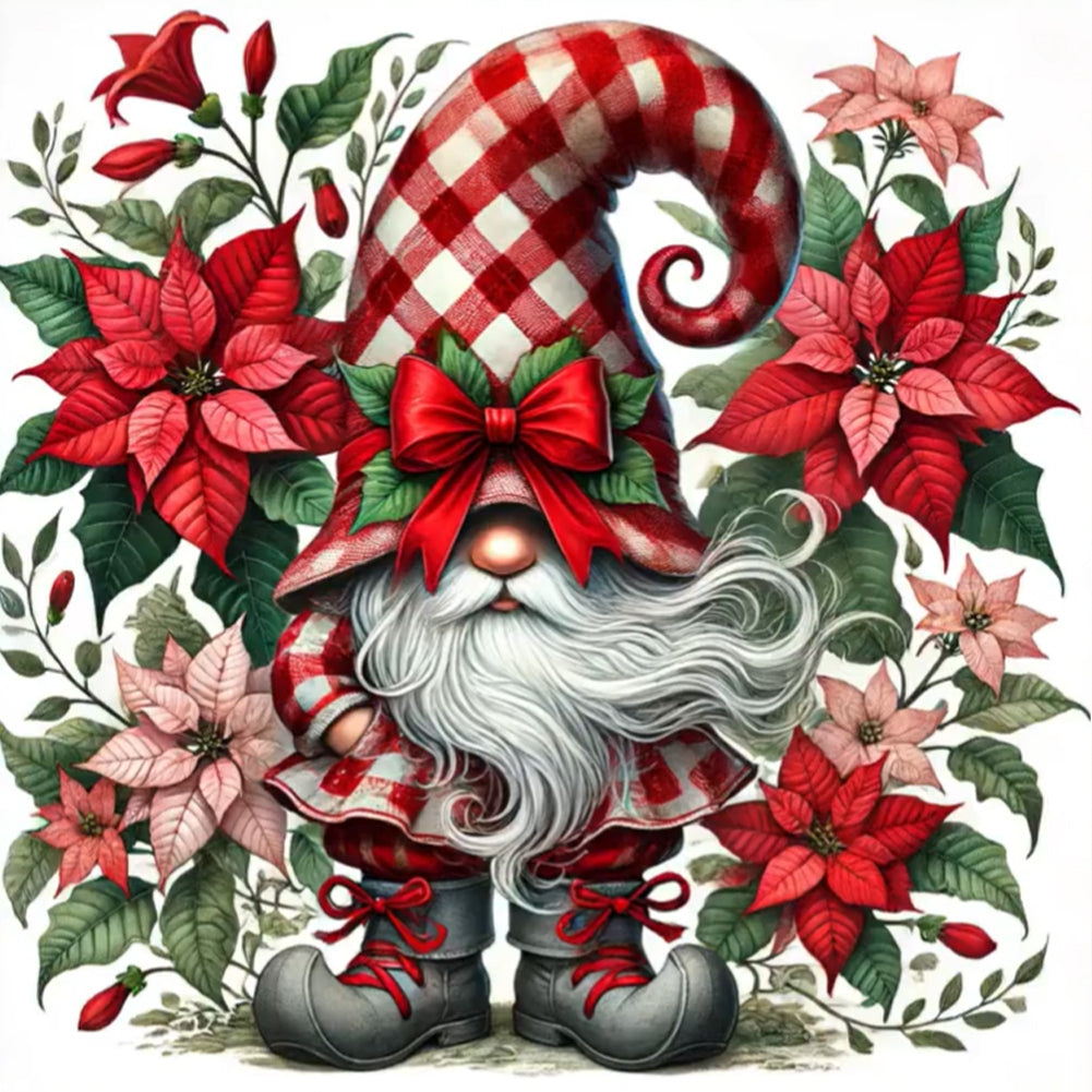 Diamond Painting - Full Round - Poinsettia Christmas gnome (40*40CM)