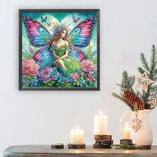 Load image into Gallery viewer, Diamond Painting - Partial Special Shaped - Butterfly girl and flower (30*30CM)
