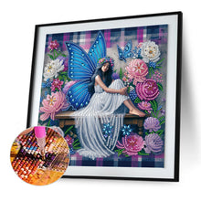 Load image into Gallery viewer, Diamond Painting - Partial Special Shaped - Blue butterfly girl (30*30CM)
