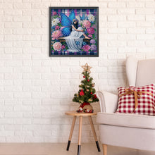 Load image into Gallery viewer, Diamond Painting - Partial Special Shaped - Blue butterfly girl (30*30CM)
