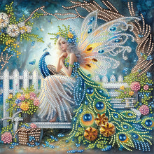 Load image into Gallery viewer, Diamond Painting - Partial Special Shaped - Butterfly girl and peacock (30*30CM)
