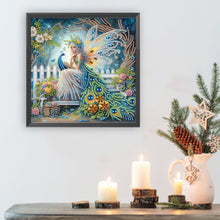 Load image into Gallery viewer, Diamond Painting - Partial Special Shaped - Butterfly girl and peacock (30*30CM)
