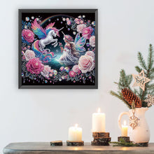 Load image into Gallery viewer, Diamond Painting - Partial Special Shaped - Butterfly girl and rainbow white horse (30*30CM)

