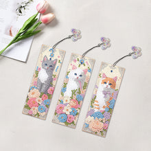 Load image into Gallery viewer, 3Pcs Special Shape Cat Flower DIY Diamond Painting Bookmarks Kits for Bookworms
