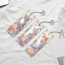 Load image into Gallery viewer, 3Pcs Special Shape Cat Flower DIY Diamond Painting Bookmarks Kits for Bookworms
