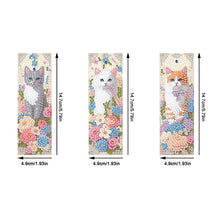 Load image into Gallery viewer, 3Pcs Special Shape Cat Flower DIY Diamond Painting Bookmarks Kits for Bookworms
