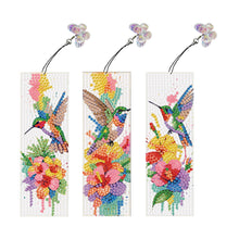 Load image into Gallery viewer, 3Pcs Special Shape Hummingbird Flower DIY Diamond Painting Bookmarks Kits
