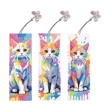 Load image into Gallery viewer, 3Pcs Special Shape Cat DIY Diamond Painting Bookmarks Kits for Bookworms
