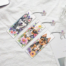 Load image into Gallery viewer, 3Pcs Special Shape Dog Flower DIY Diamond Painting Bookmarks Kits for Bookworms
