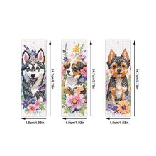 Load image into Gallery viewer, 3Pcs Special Shape Dog Flower DIY Diamond Painting Bookmarks Kits for Bookworms

