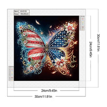 Load image into Gallery viewer, Diamond Painting - Partial Special Shaped - Independence Day flag butterfly (30*30CM)
