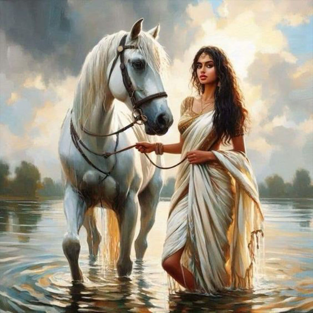 Diamond Painting - Full Round - Horse-training woman (30*30CM)