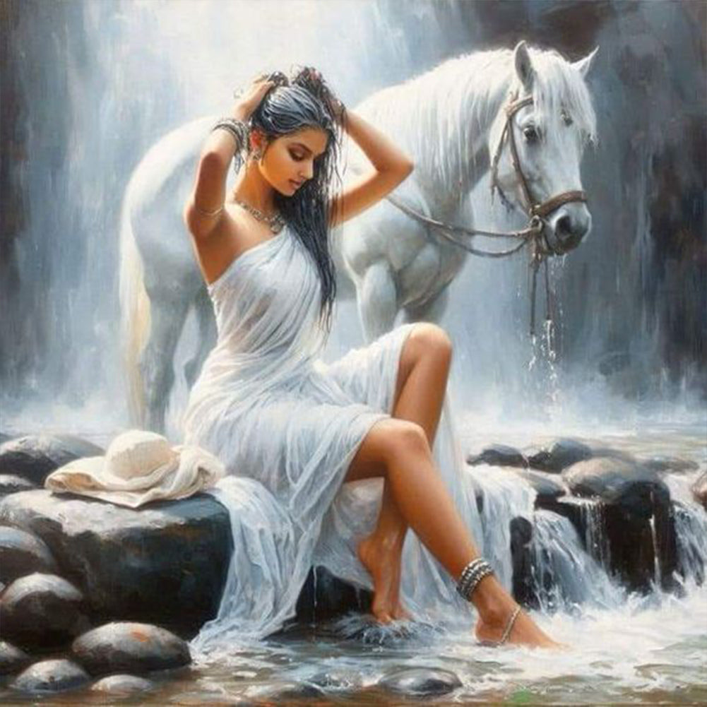 Diamond Painting - Full Round - Horse-training woman (30*30CM)