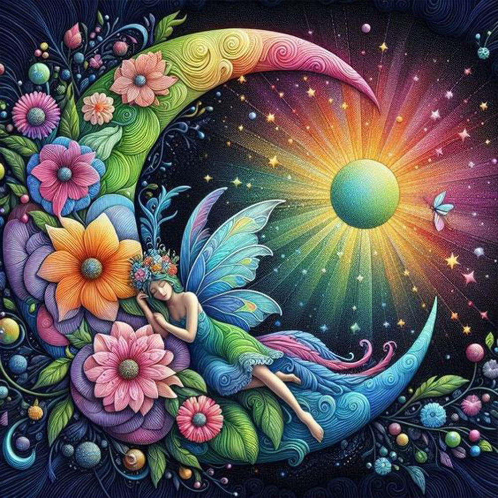 Diamond Painting - Full Round - Star and moon fairy (30*30CM)