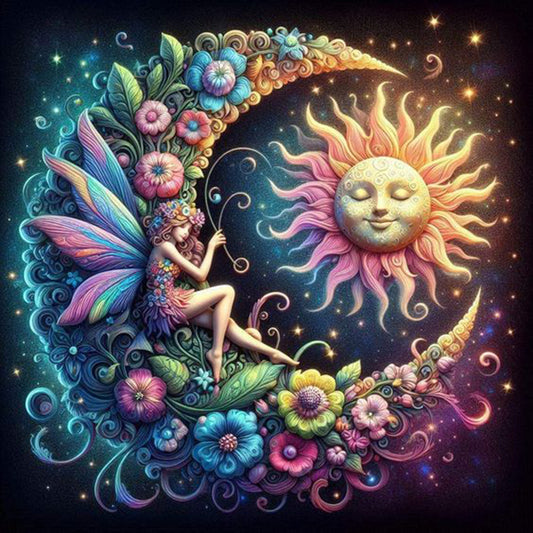 Diamond Painting - Full Round - Star and moon fairy (30*30CM)
