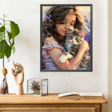 Load image into Gallery viewer, Diamond Painting - Full Round - Girl kitten (30*40CM)
