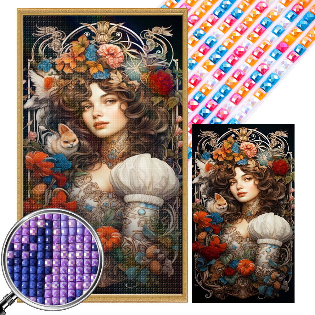 AB Diamond Painting - Full Square - Flower woman (40*70CM)