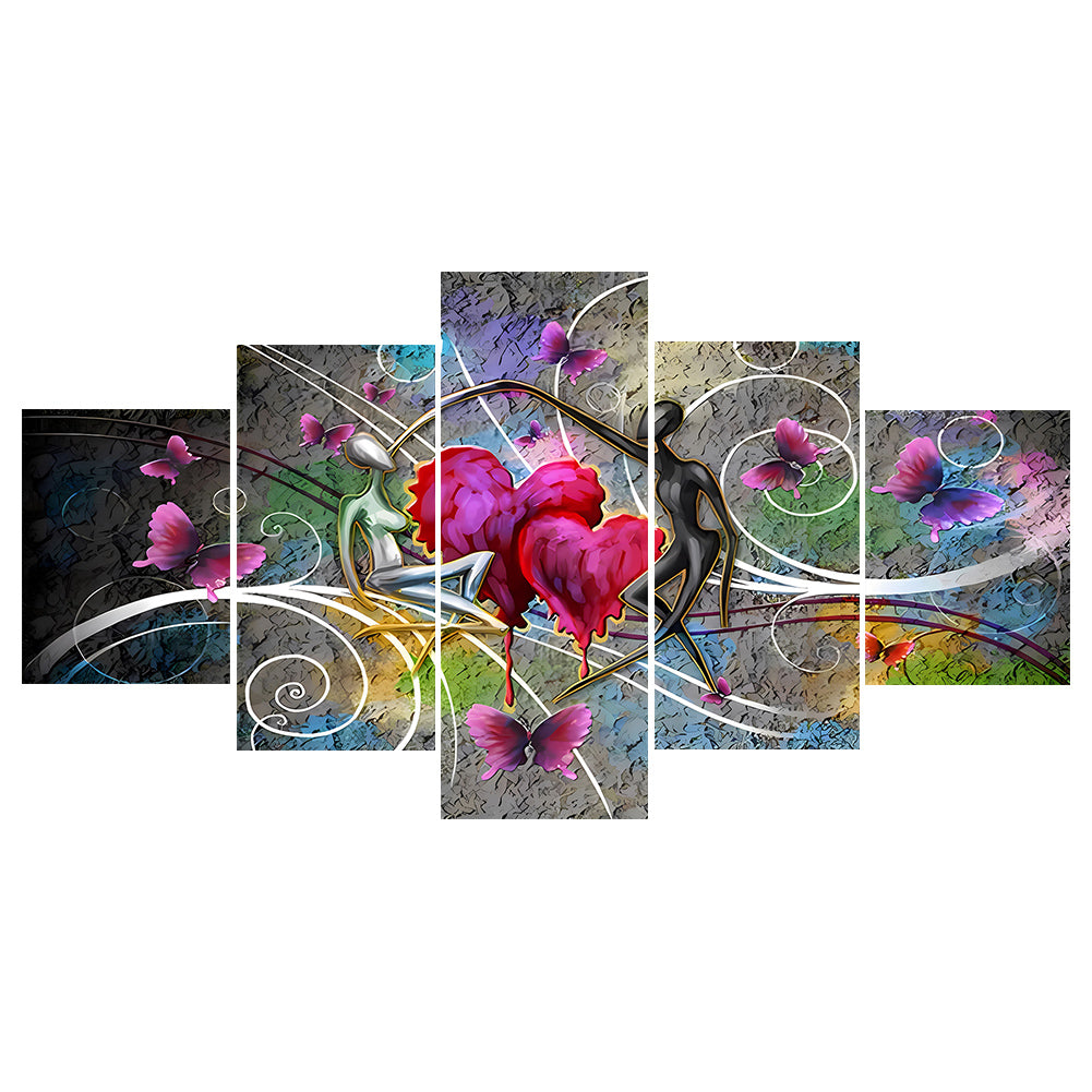 Diamond Painting - Full Round - Five-panel painting of love art human body (100*50CM)